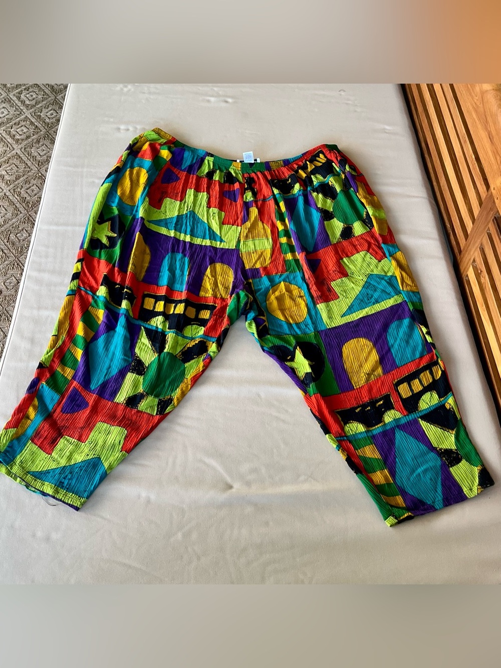 Vintage We Be Bop Women’s Multicolor Geometric Print Cropped Pants | Size 4X
